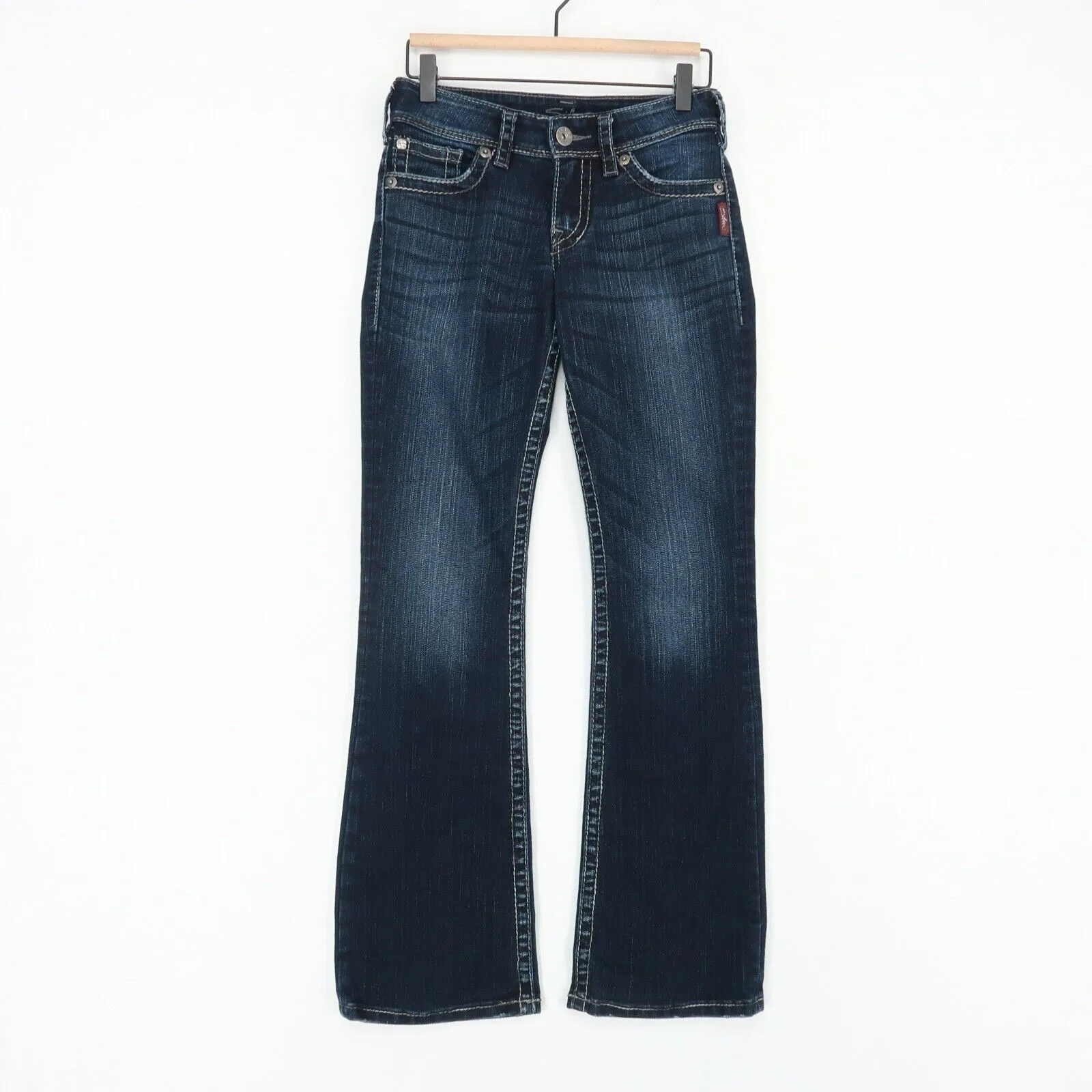 Silver Suki Surplus Bootcut Jeans Womens 25/34 Blue Dark Wash Stretch Denim