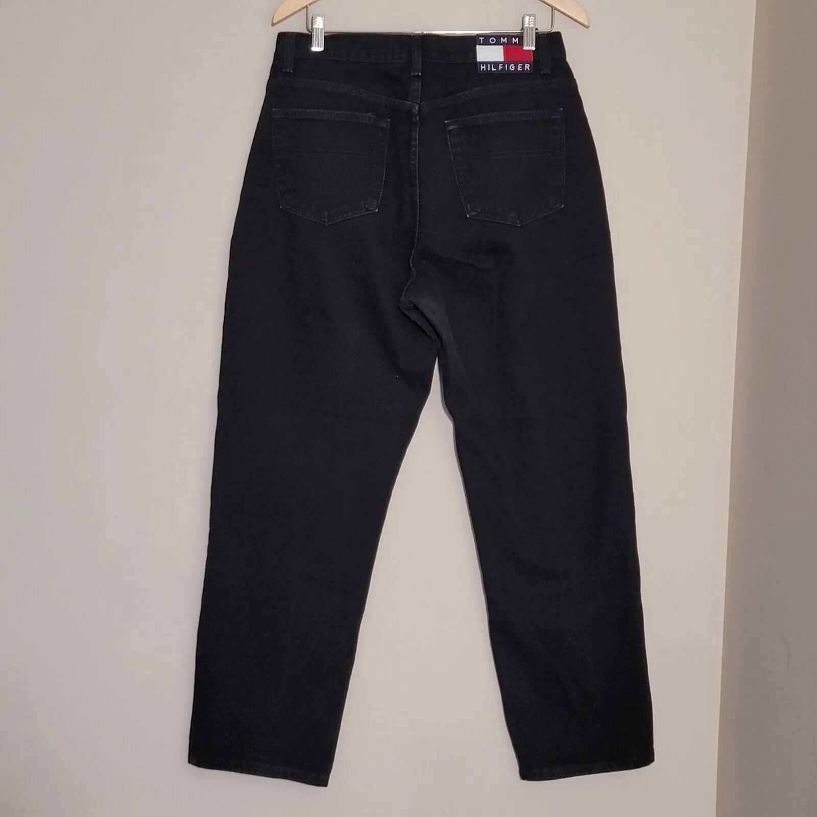 Tommy Hilfiger Womens Vintage 32X30 Straight Jeans Black 16 High Rise Denim