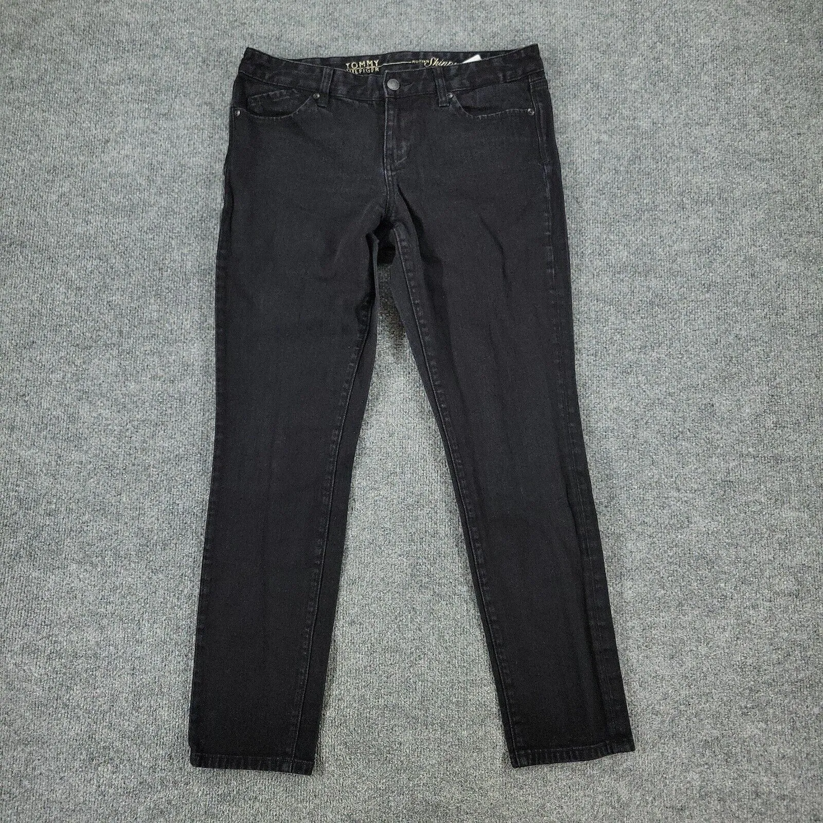 Tommy Hilfiger Jeans Women's Size 10 Black Modern Skinny Denim Mid Rise (32x28)