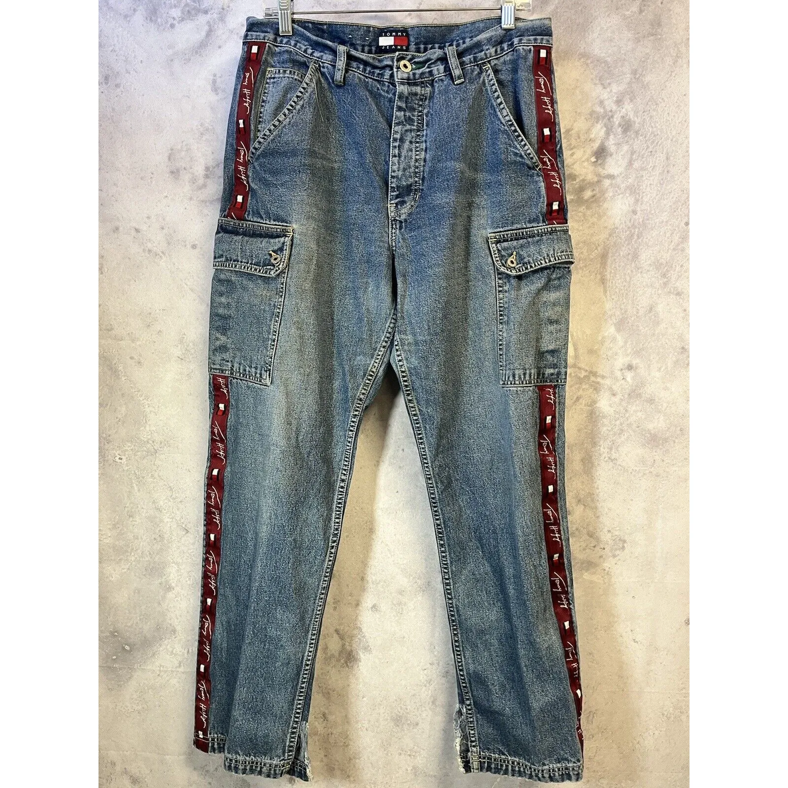 Vintage Tommy Hilfiger Cargo Jeans Distressed Womens 13