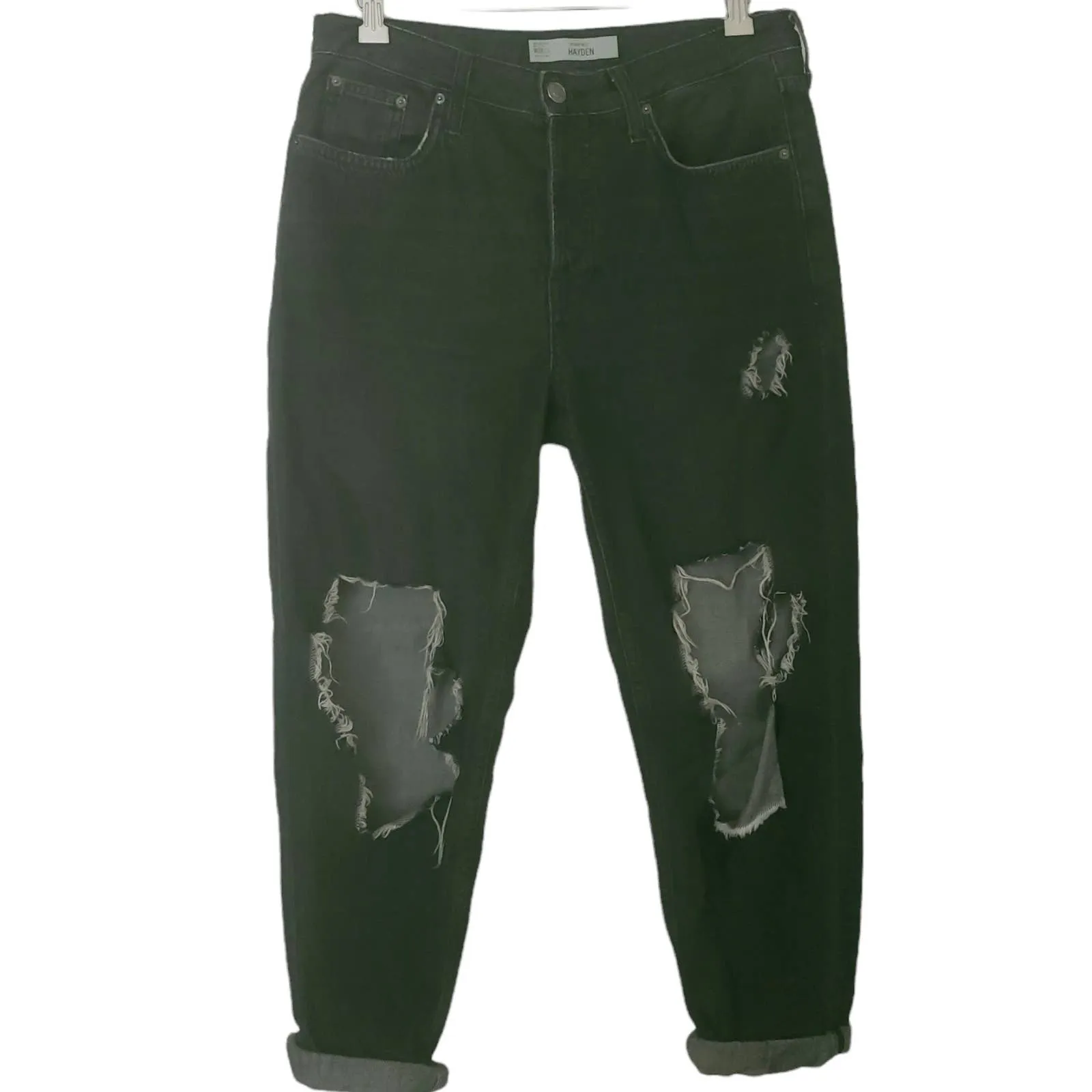 TOPSHOP Moto Hayden destroyed crop boyfriend jeans black 26