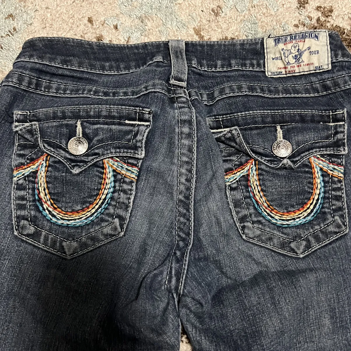 True Religion Womens Skinny Jeans Size 28 Rainbow Stitch