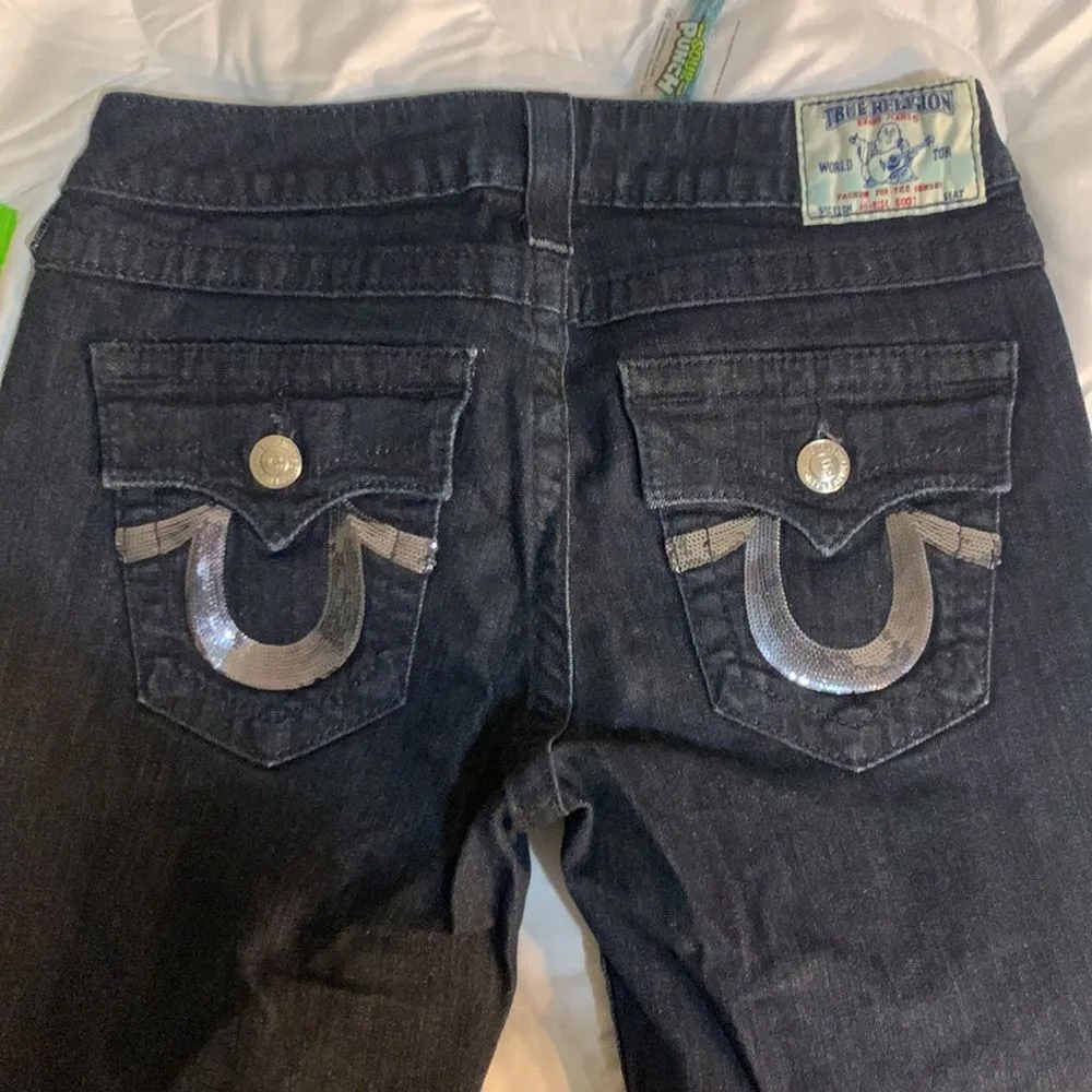 True Religion Size 28 Black Jeans Hi-Rise Bootcut