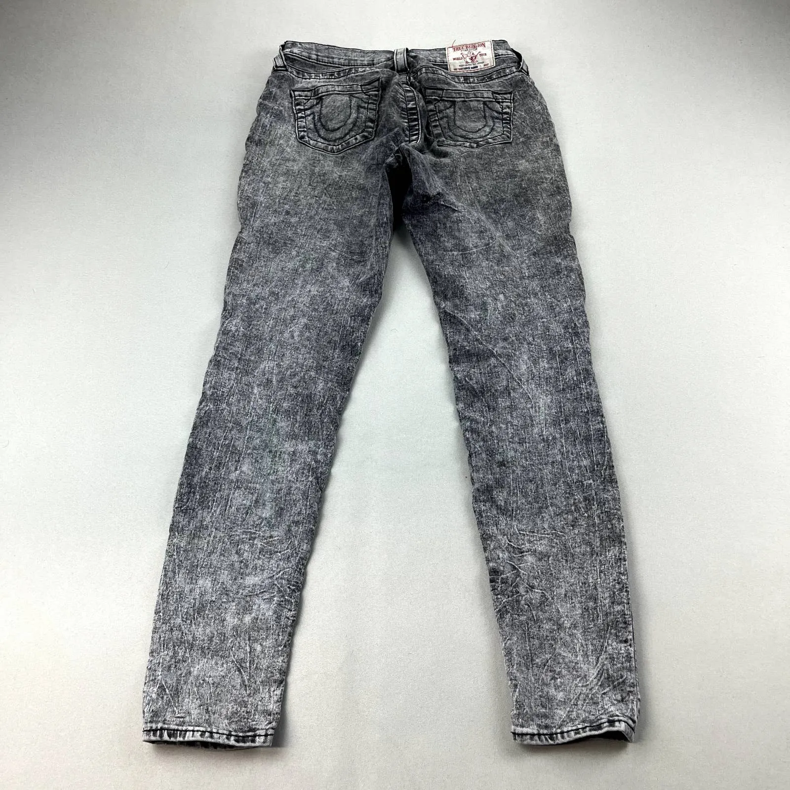 True Religion Jeans Womens 28 Gray Denim Skinny Acid Wash