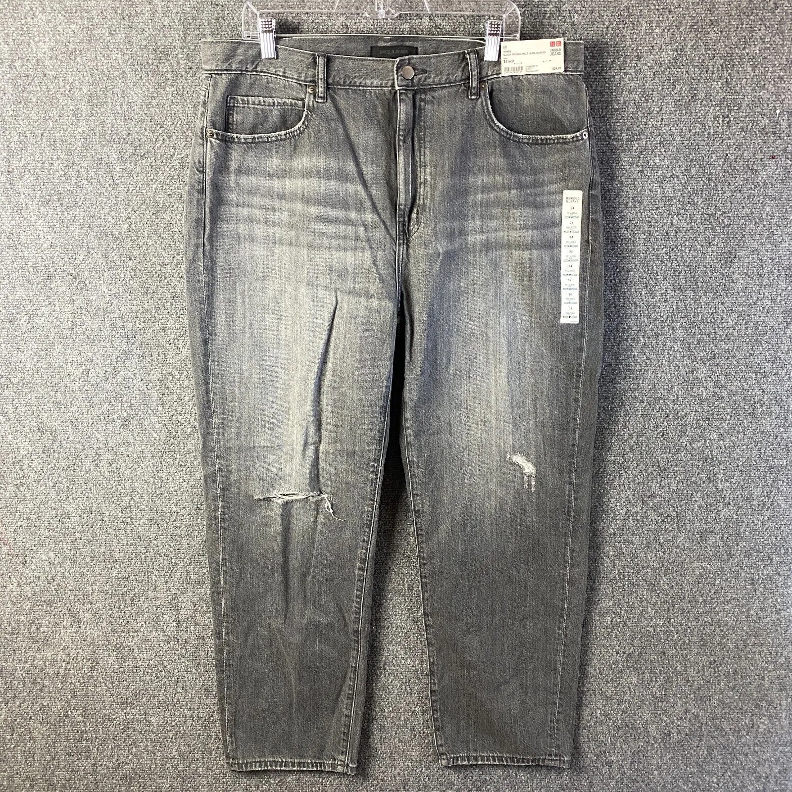 Uniqlo Jeans Slouch Tapered Ankle Size 34 Women's Gray Adults