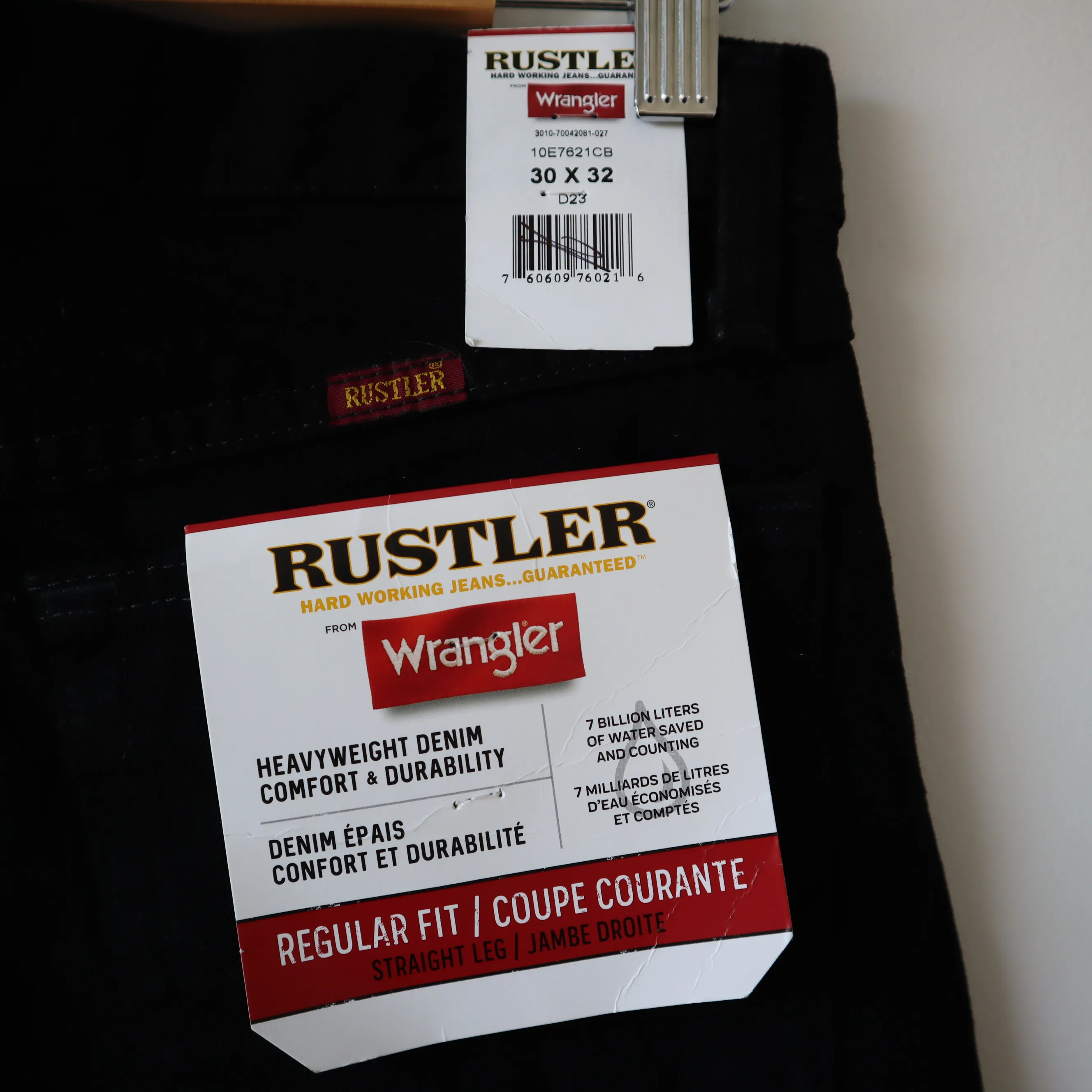 New With Tags Wrangler Rustler Black Straight Leg Jeans