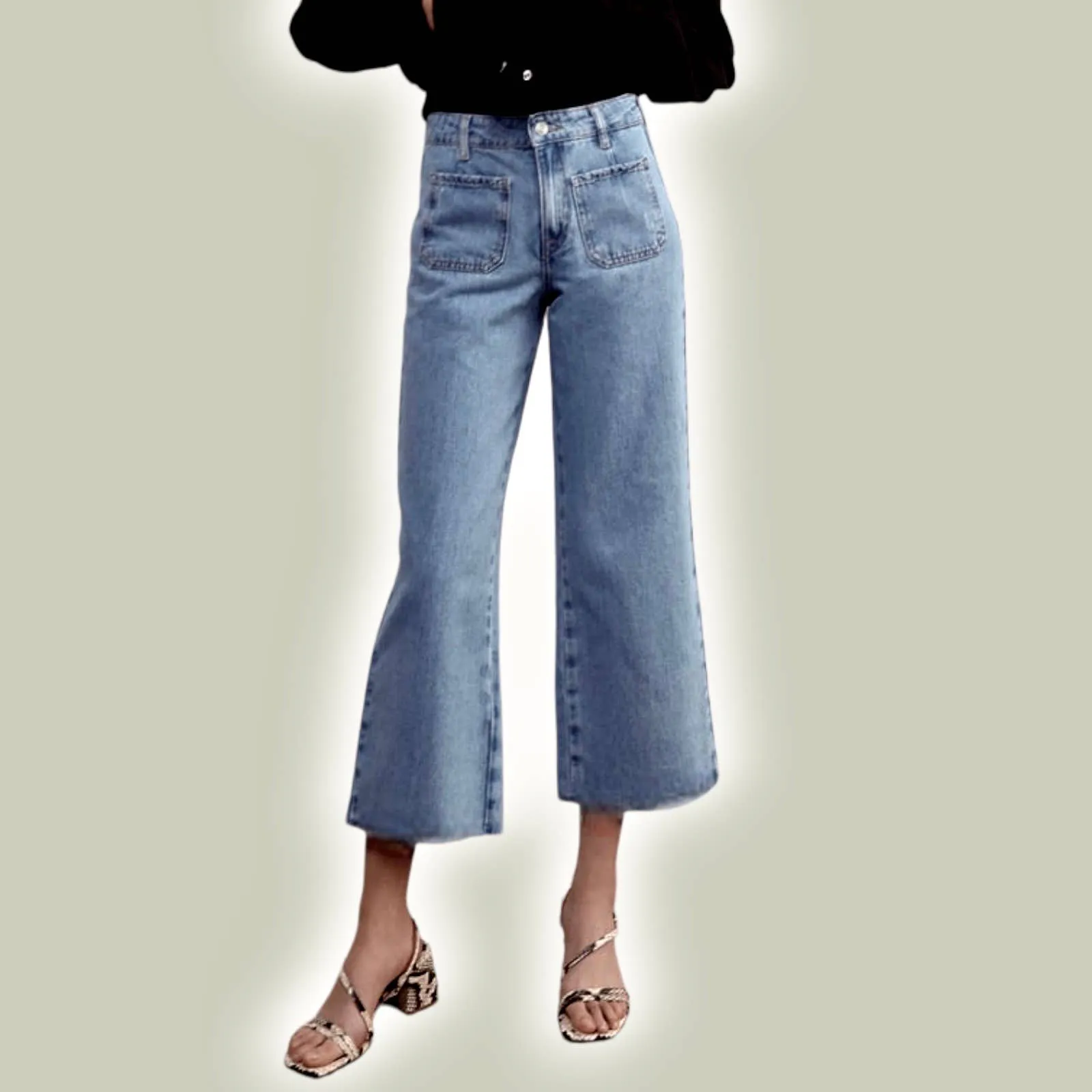 ZARA High Rise Boot Cut Raw Hem Jeans Sz 10 Stretch