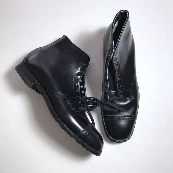 NEW Alden 502 Black Calfskin Perforated Cap Toe Boot Size 9 AA/B