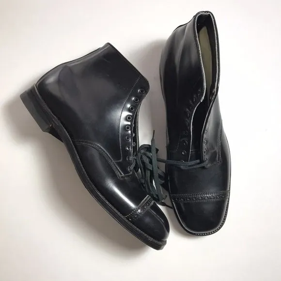 NEW Alden 502 Black Calfskin Perforated Cap Toe Boot Size 8.5 AA/B