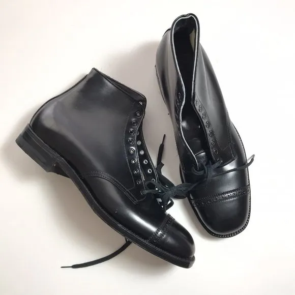 NEW Alden 502 Black Calfskin Perforated Cap Toe Boot Size 8 AA/B