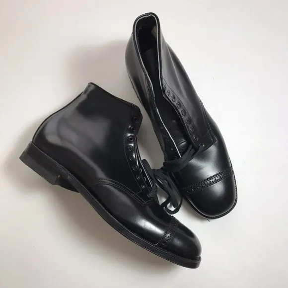 NEW Alden 502 Black Calfskin Perforated Cap Toe Boot Size 7.5 AA/B