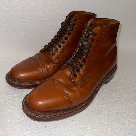 Alden Men's 39701 - Perforated Cap Toe Boot - Dark Tan Size 7 MADE IN USA