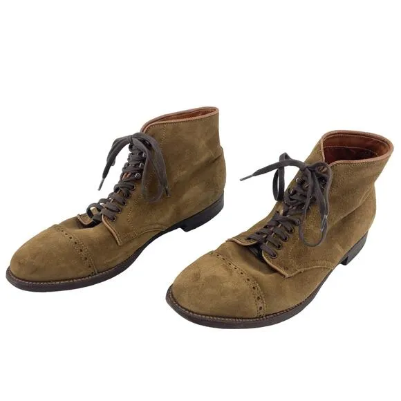 Vintage USA Alden Suede Cap Toe Combat Boots Brown Men's Size 7.5B Preowned