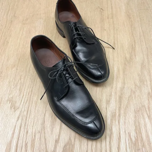 EUC Mens Allen Edmonds Delray Split Toe Oxford Black Lace Up Dress Shoe 9 D