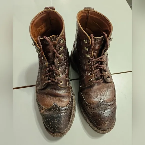 Allen Edmonds Boots Mens 7.5 D Wing Tip Ankle Lace Up Dress 6021 Brown Leather
