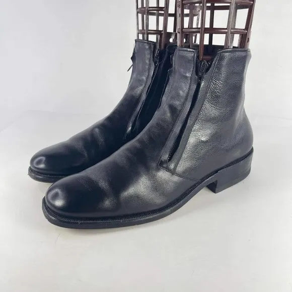 ALLEN EDMONDS Men's York LEATHER Boot US 7.5 C HAND CRAFTED BOOT DOUBLE ZIP boot