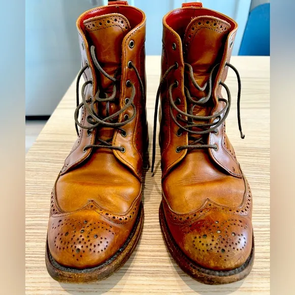 Allen Edmunds Dalton Wingtip Dress Boot. Size 9.5 Walnut Brown.