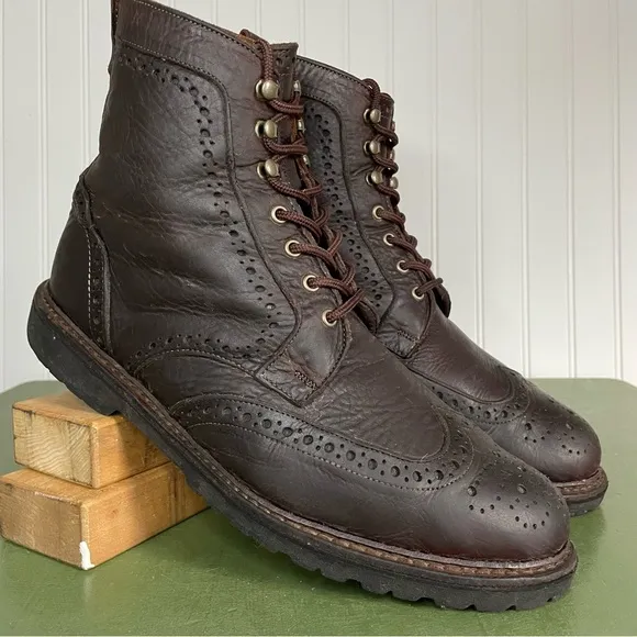 Allen Edmonds LONG BRANCH Brogued Wingtip Boots in Brown Leather