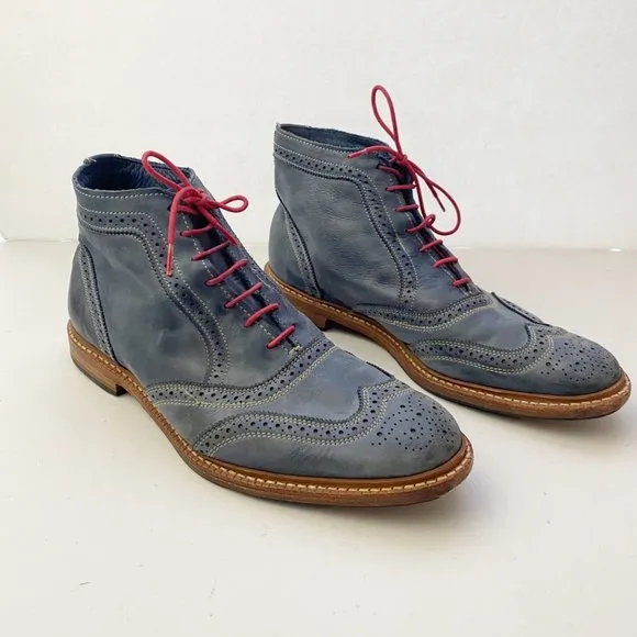 Allen Edmonds Cronmok Wingtip Brogue Blue Boots Shoes Lace Up