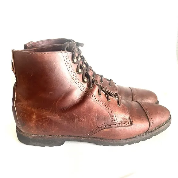 Allen Edmonds Leather Bayfield Boots Lace Up Cap Toe