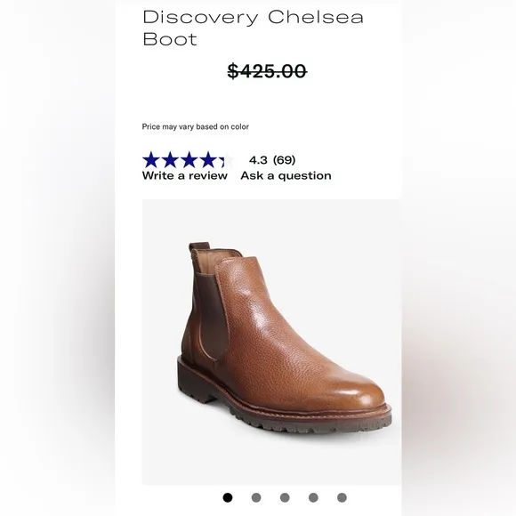 Allen Edmonds "Discovery" Leather Chelsea Boots 8 EEE COGNAC Discontind(178N