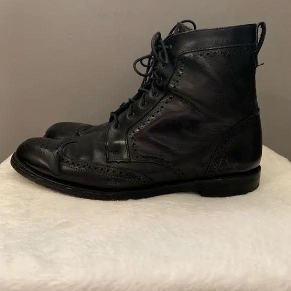 Allen Edmonds Dalton Black Leather Wingtip Dress Boots Brogue Size 10.5 D