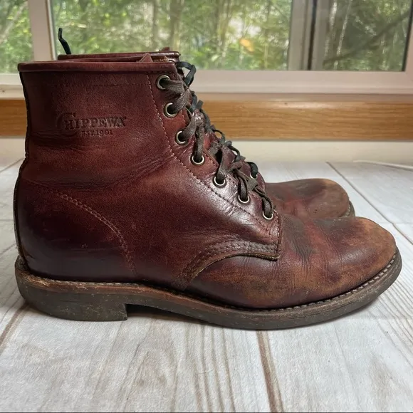 Chippewa Men's Ellison 6" #20065 Apache Brown Leather Work Boot 9 D Lace-Up USA