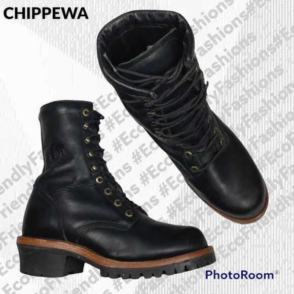 CHIPPEWA MEN'S HARPER WORK BOOTS Size US 8D Black