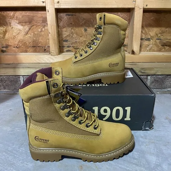 Chippewa 8" Insulated Lace Up Golden Nubuc Waterproof Soft Toe Work Boot Sz 7.5W
          
      NWT