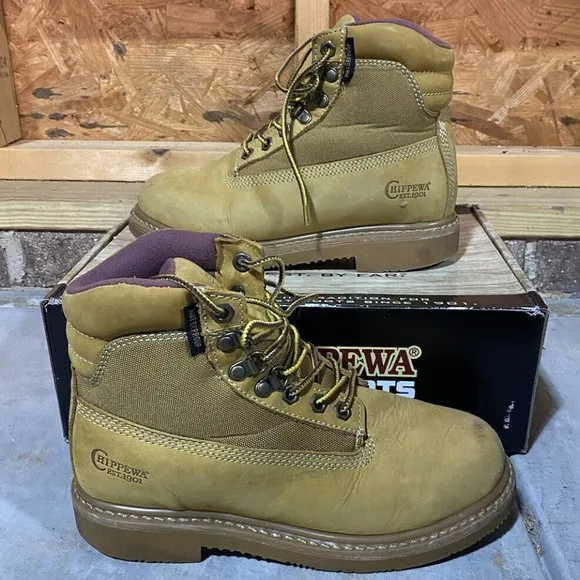 Chippewa Golden (24513) Leather Boots 6" Insulated Soft Toe Work Boots Size 7.5W