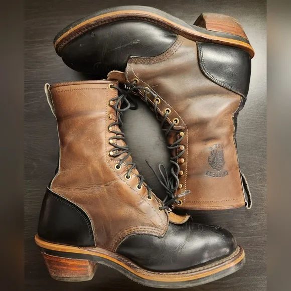 Chippewa Mens size 9D 29409 OSBORN BAY BLACK STEEL TOE LOGGER BIKER Boots