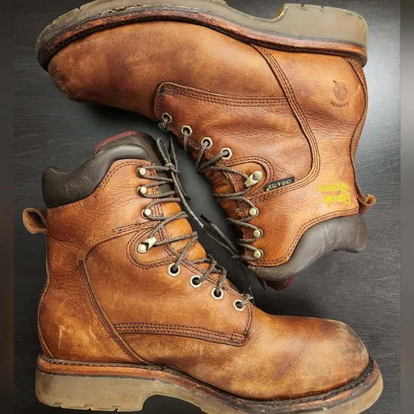 Chippewa 8" Men's Size 9.5 Lace Up Waterproof Insulated Tan Leather Boots 25228