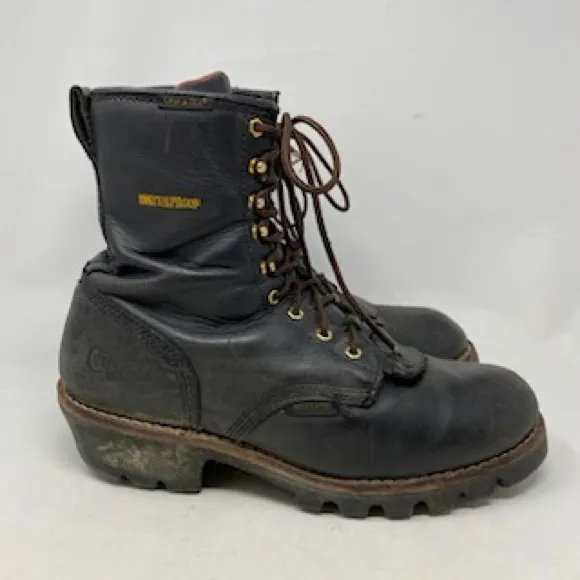 Chippewa Men’s Black Leather Waterproof Work Boots Size 12W