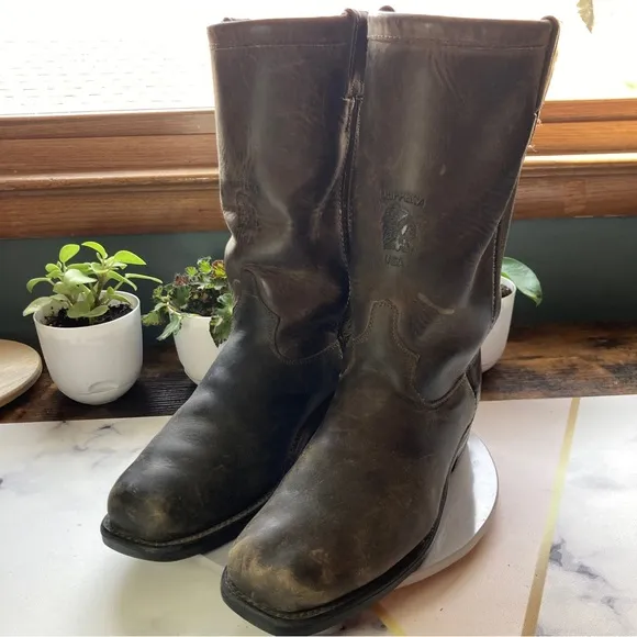Chippewa Pull On Brown Leather Boots Size 8EE Men Cowboy Work