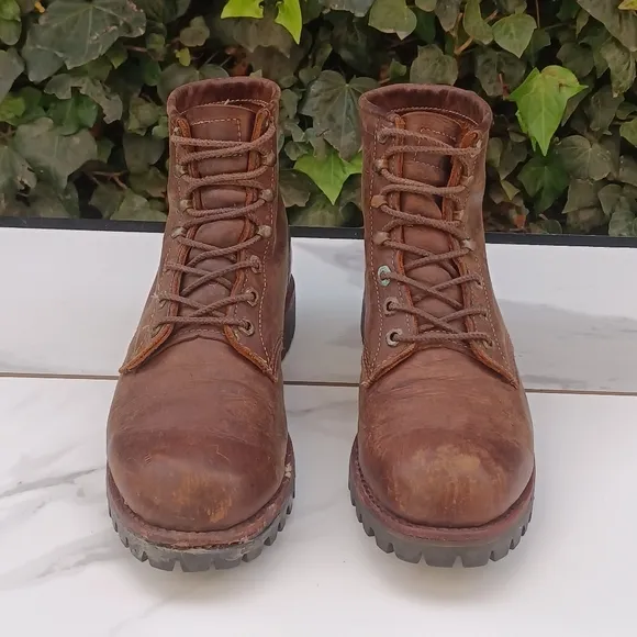 Chippewa Original Leather Lace Up Boots Size 8.5 D Cognac Brown Soft Toe