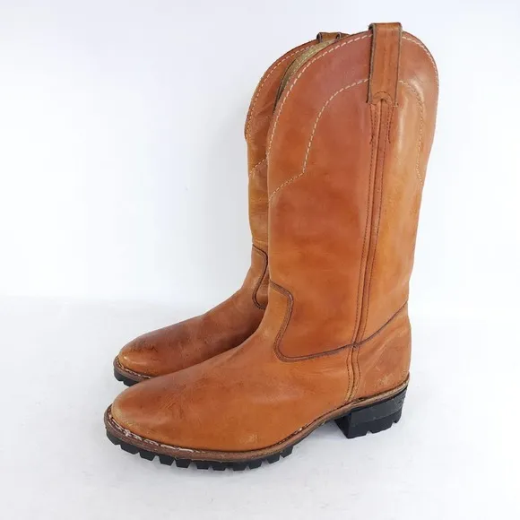 Chippewa Men's Brown Leather Western Boot US 11 E Vibram Farmer's Cowboy Boots