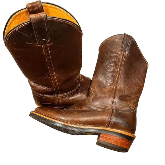 Chippewa Brown Leather Western Cowboy Boots Made USA Shoes Size 8.5D