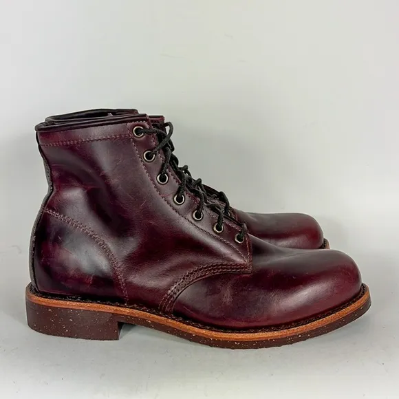 LLBean Chippewa Katahdin Iron Works red leather engineer boots men’s size 9 D