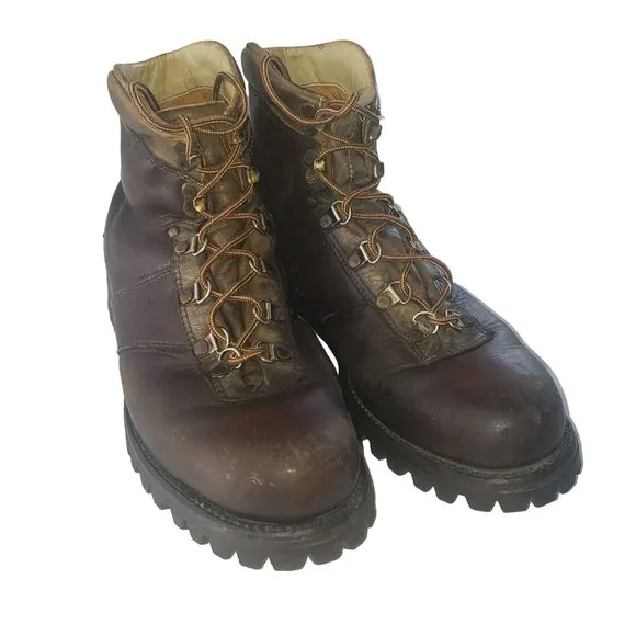 Vintage Kush N Kollar Chippewa Work Boots Brown Size 11 1/2 C Narrow 5295 Bibram