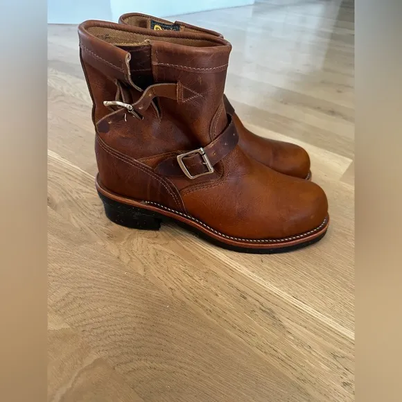 Chippewa Original Steel Toe Engineer moto Boot brown leather 8.5E 1901m12