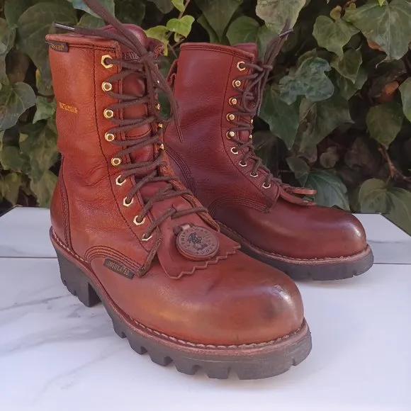 Chippewa Paladin 8" Waterproof Insulated Logger Boots Men's Size 6.5 M Brown