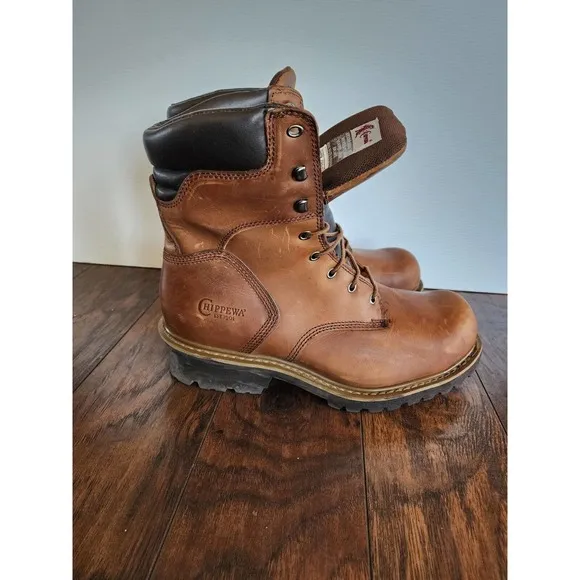 Chippewa Mens Brown Logger Size US 14 XW Boots Steel Toe Lace Up 55026 *read*