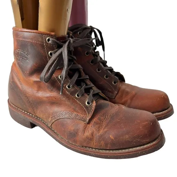 Chippewa boots Aldrich men's 10.5 D brown leather short ankle lace up 1901M26