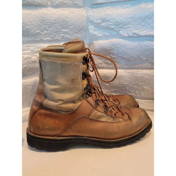 Vintage DANNER 50520 Brown Leather Canvas Hiking Boots Shoes GoreTex USA Mens 12