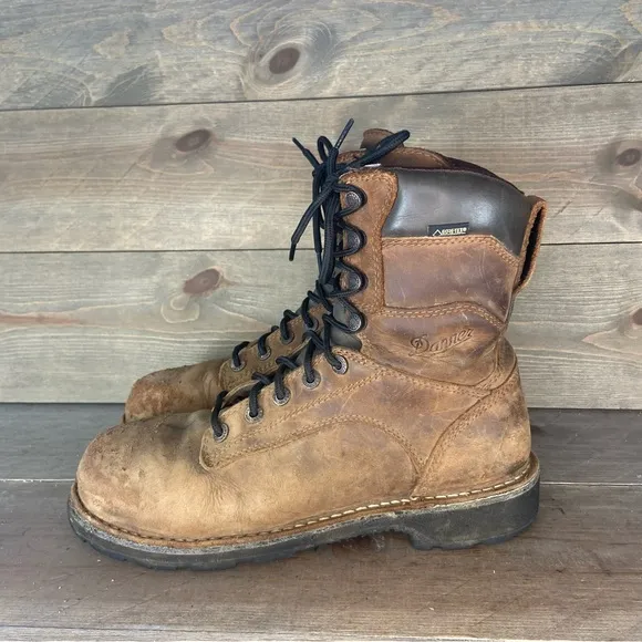 Danner workman Mens size 8 boots brown leather waterproof steel toe work shoes