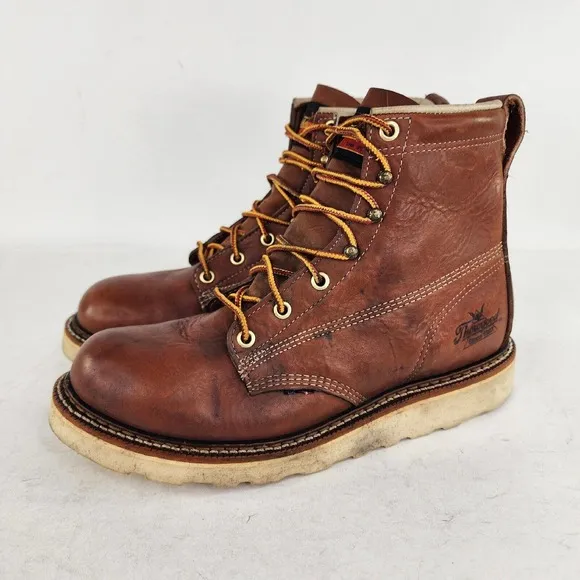 THOROGOOD MEN'S Heritage Plain Toe Maxwear Wedge Boots US 6 D Brown Leather Boot