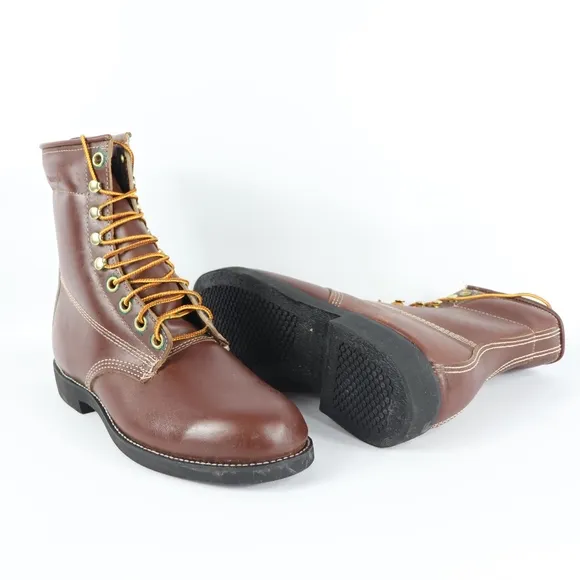 Vtg New Georgia Mens 9 M Leather Logger Boots
