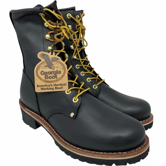 Georgia Boot Men's Logger 8" Black Non Steel-Toe Work Oily Black 12 WIDE New
          
      NWT