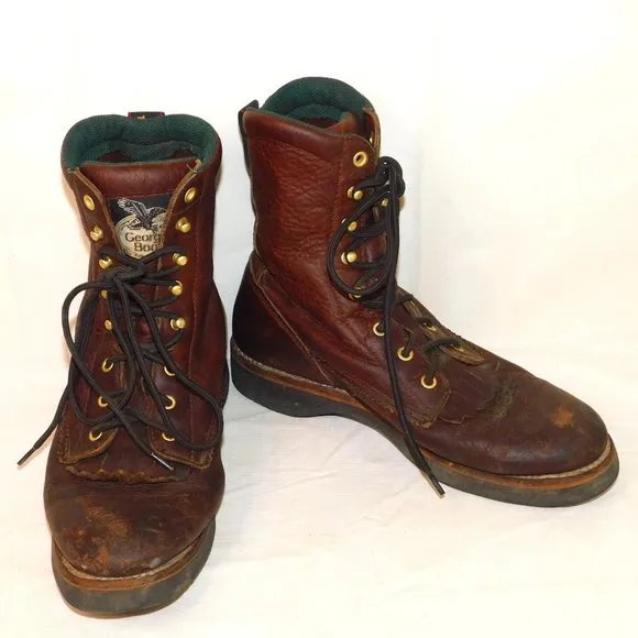 Georgia Boot Leather Farm & Ranch Lace Up Work Boot Size 8.5