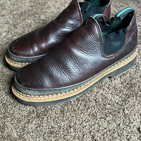 Georgia Giant Romeo Low Boots Work Farm GR262 Brown Slip On Men’s Size 7.5 W